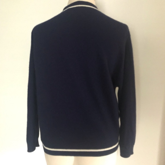 Vintage 50’s Intarsia by Pringle of Scotland navy open front cashmere cardigan - Picture 4 of 10